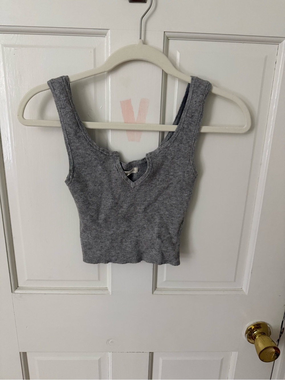 PacSun Gray Ribbed Sleeveless Crop Tank Top